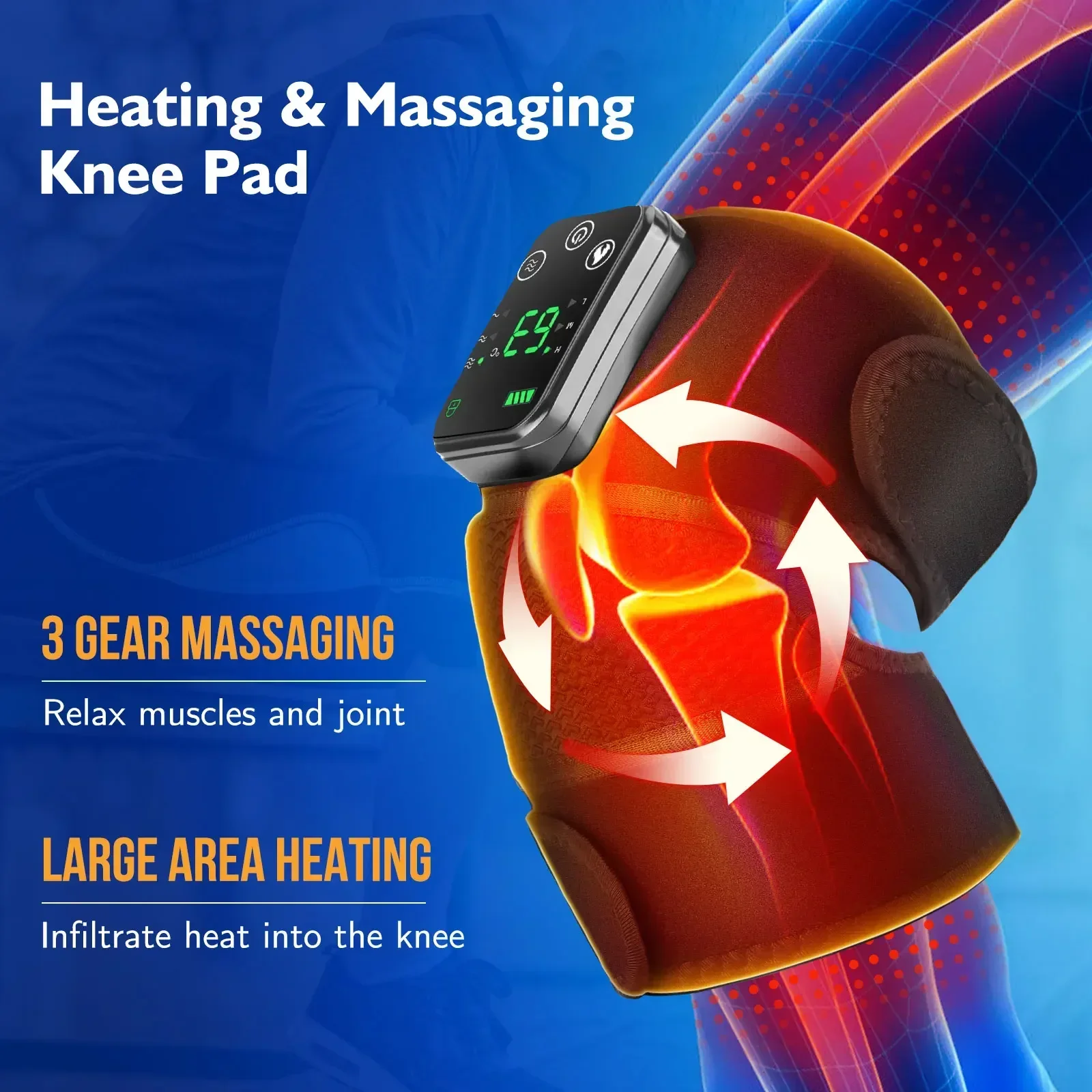 Eletric Heating Device Vibration Physiotherapy Knee Pads for Elbow Joint Osteoarthritis Rheumatic Pain Warm Massage_voghion.com