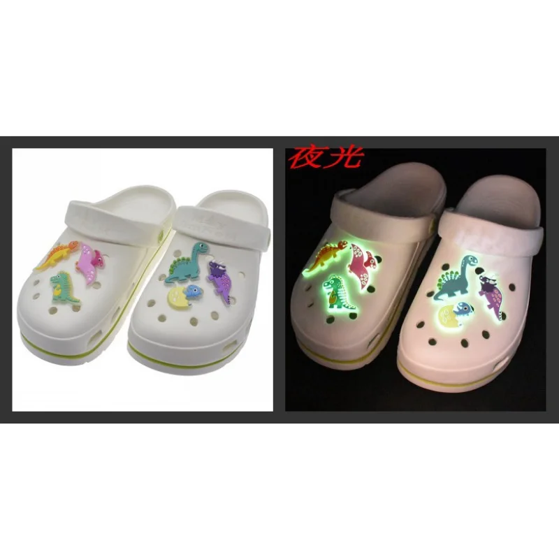 PVC Shoe Charms Luminous Charms Shoe Accessories The dinosaur Decoration Shoe Buckles Pins for Clog Sandals  X-mas Gifts