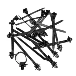 Nylon Black Cable Ties with Push Mount Clips for Wire Management and Organization (100PCS)