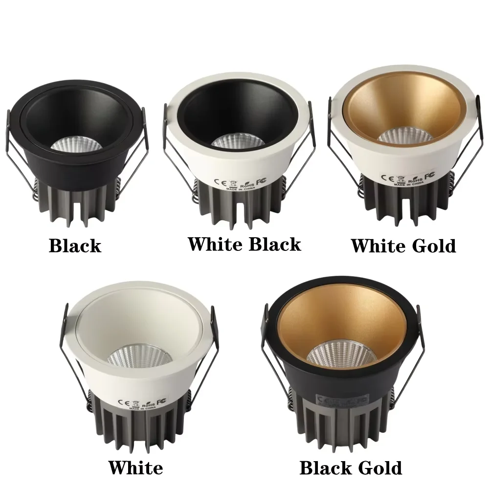 LED Downlight Recessed Ceiling Spotlight Dimmable Led Downlight Aluminum COB 110V 220V Home Office Store Spot led Hole 65/75/90mm