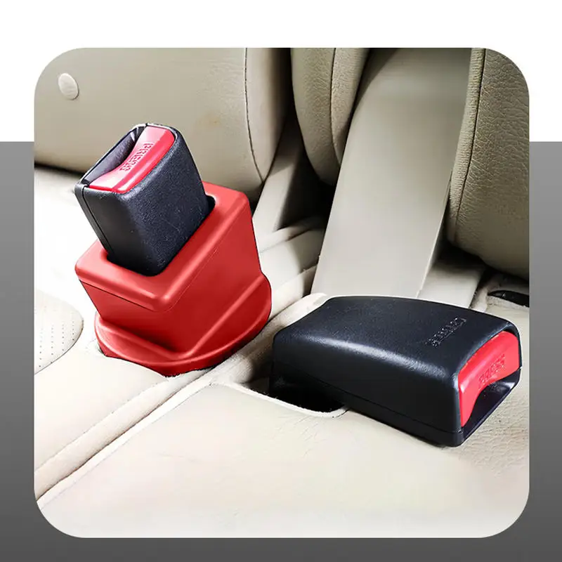 Car Belt Buckle Holder Made Of Eco-Friendly Silicone Children Can Safe Touch Seat belt slot fastener 1/2PCS