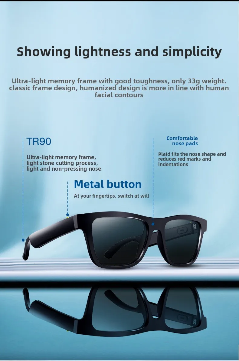 Smart glasses E10 sunglasses with black technology for calling, listening to music, Bluetooth audio glasses