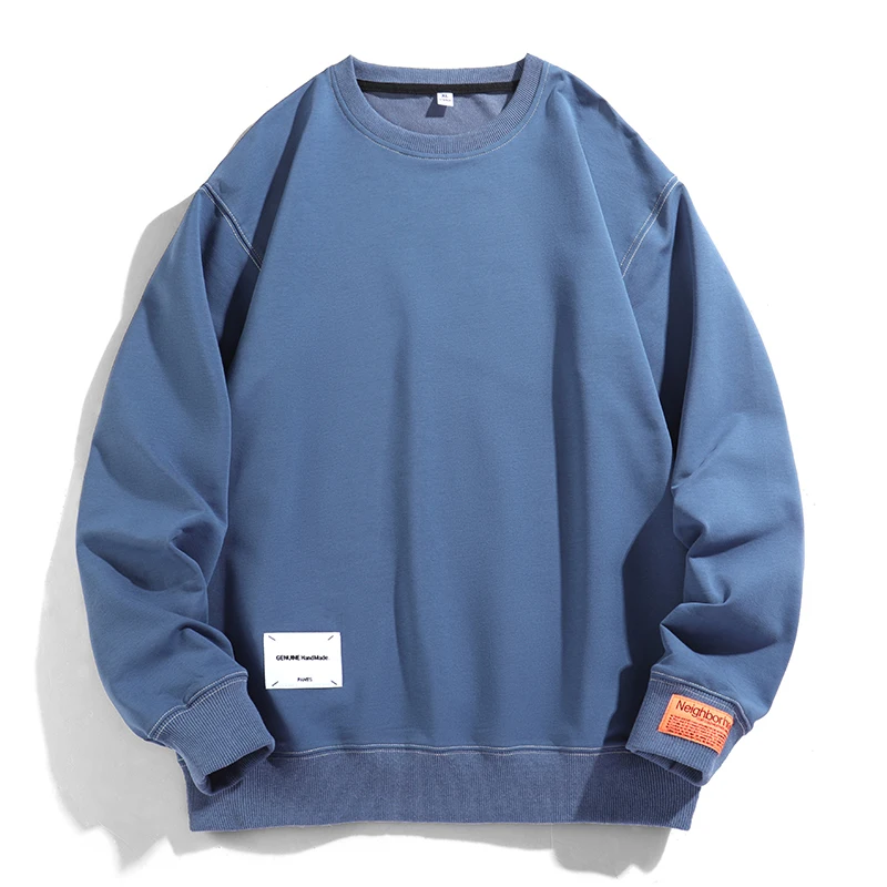 New Spring and Autumn plus Size Men's Cotton Zipper round Neck Loose Pullover Trendy Cotton Sweater