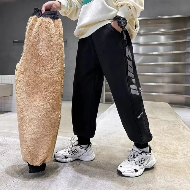 الأولاد الشتاء سميكة بناطيل تدفئة الأطفال أفخم المخملية سراويل قطنية كبيرة الاطفال مبطن الثلوج Sweatpants المراهقين ملابس كاجوال 2