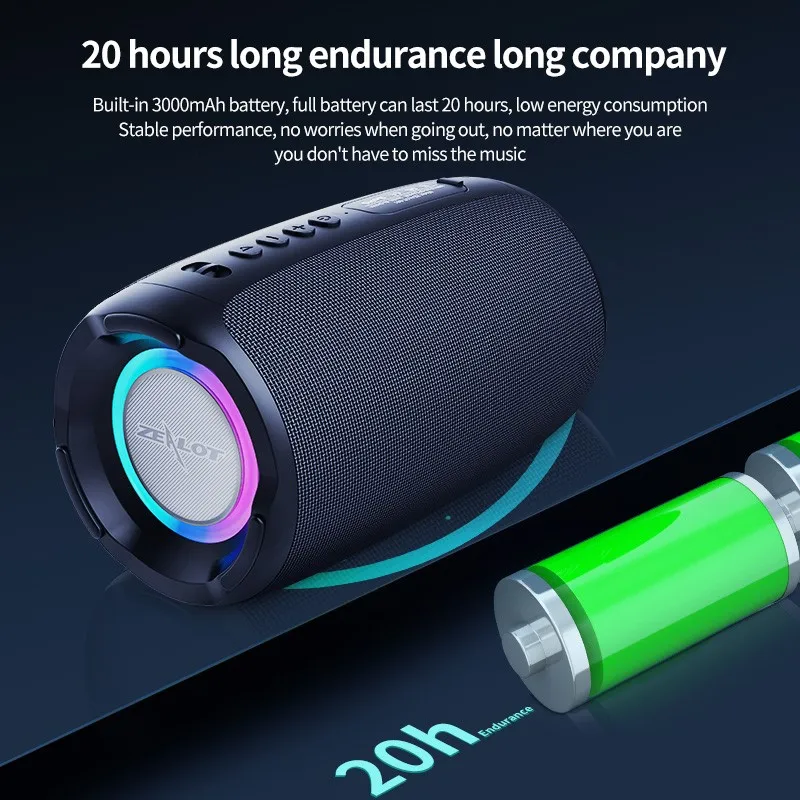 ZEALOT S61 portable bluetooth speaker double diaphragm wireless subwoofer waterproof outdoor