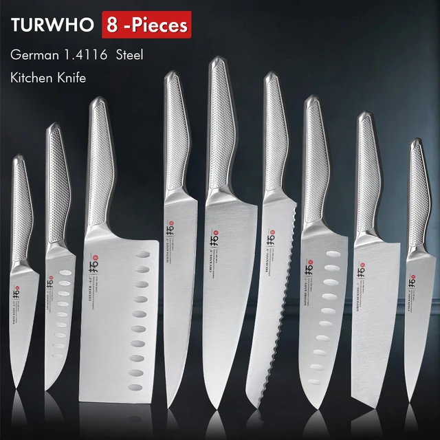 8 Piece Kitchen Knives Set Japanese Damascus Style Stainless Steel Chef Knife, Size: 8pcs