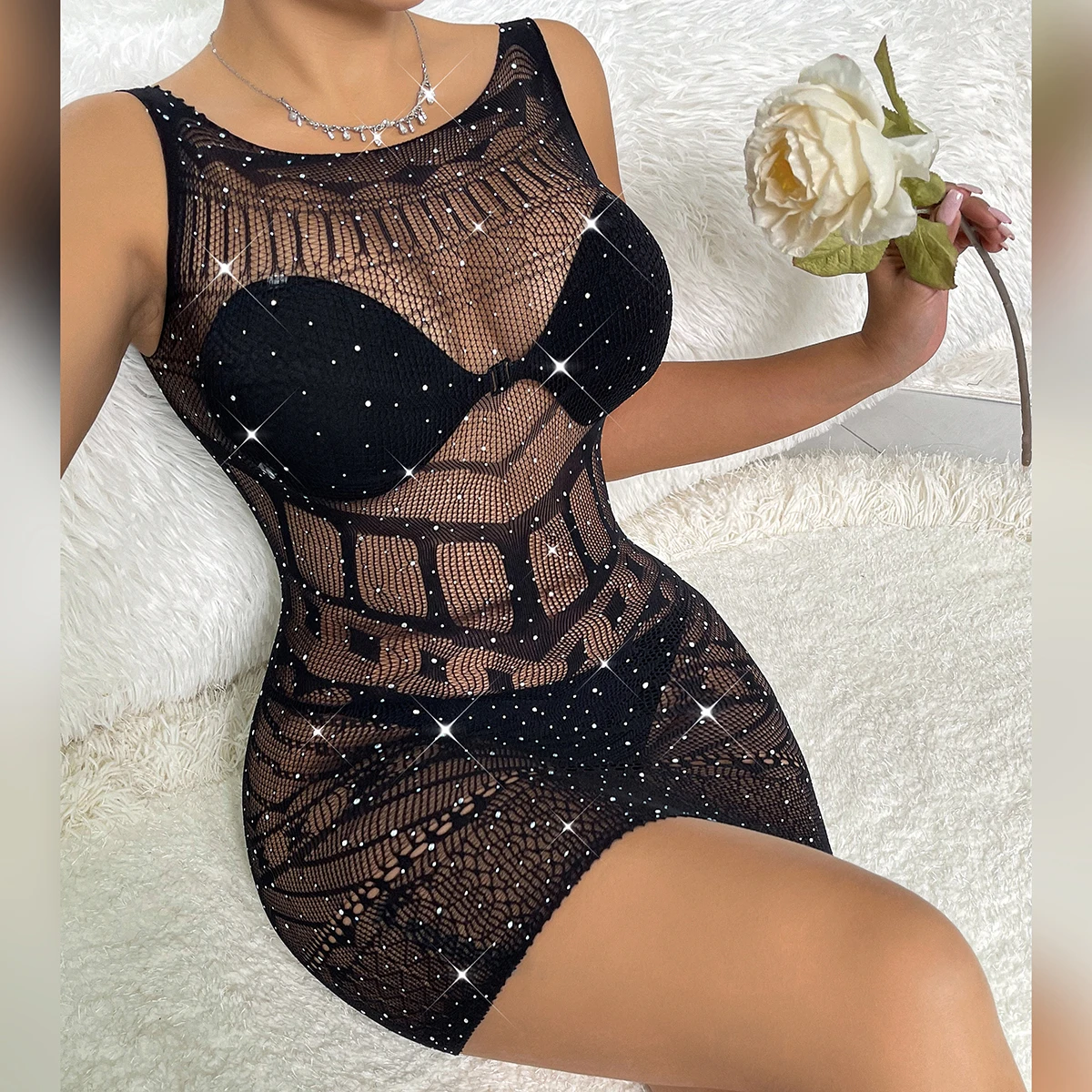 Vemina-Sexy-Party-Hollowing-Mesh-See-Through-Dress-Nightclub-Women-s