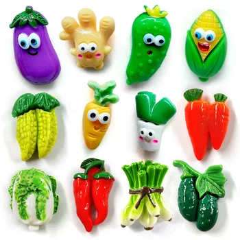 10pcs Green Vegetable Fridge Magnet Gift Food Figurine Resin Refrigerator Whiteboard Sticker Diy Decoration Kitchen Accessories 1