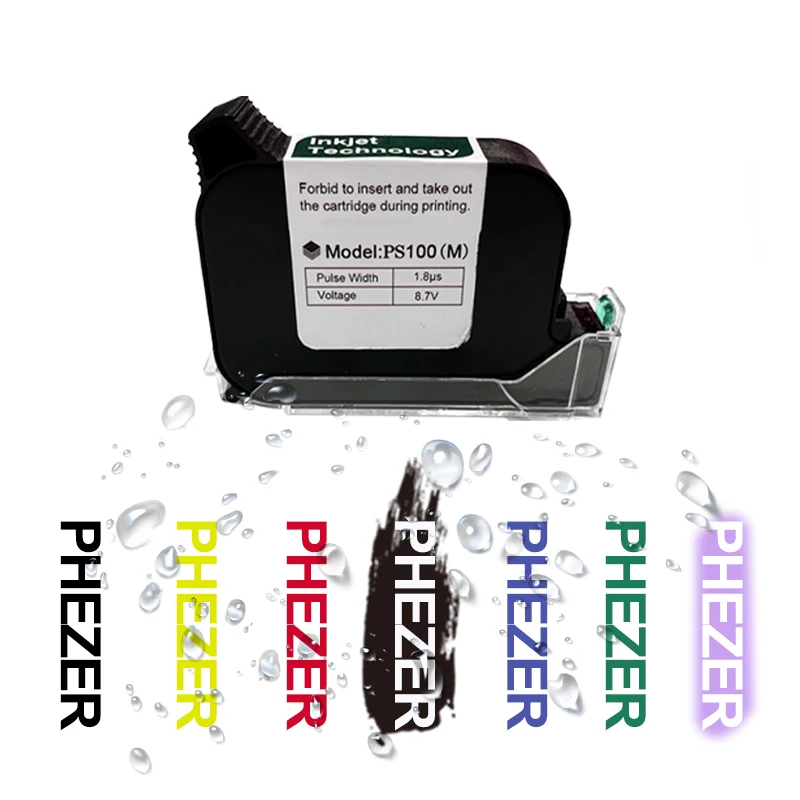 12.7mm Red/Blue/White/Yellow/Green/Black Color Ink Cartridge Handheld Inkjet Pri