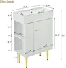 21.6inch White Bathroom Vanity,Bathroom Storage Cabinet with Ceramic Sink,Combo Cabinet,Easy Assembly,Open Storage. 3