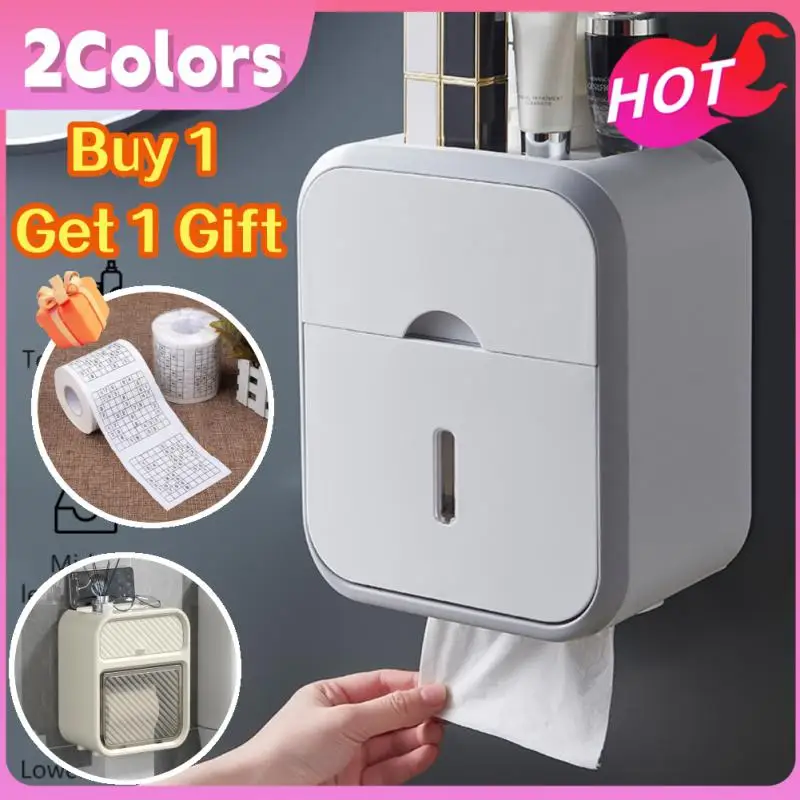 

Toilet Paper Holder Easy Installation Wall Storage Durable Save Space Household Products Roll Paper Storage Rack Tricolor Abs
