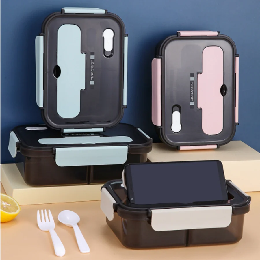 1pc Microwave-Safe Divided Lunch Box with Spoon for Office Workers and  Teens - Perfect for Back-to-School Lunches - AliExpress