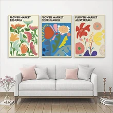 Retro Flower Market Poster Print Botanical Plant Canvas Painting Abstract Wall Art Nordic Picture for Living Room Home Decor