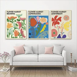 Retro Flower Market Poster Print Botanical Plant Canvas Painting Abstract Wall Art Nordic Picture for Living Room Home Decor