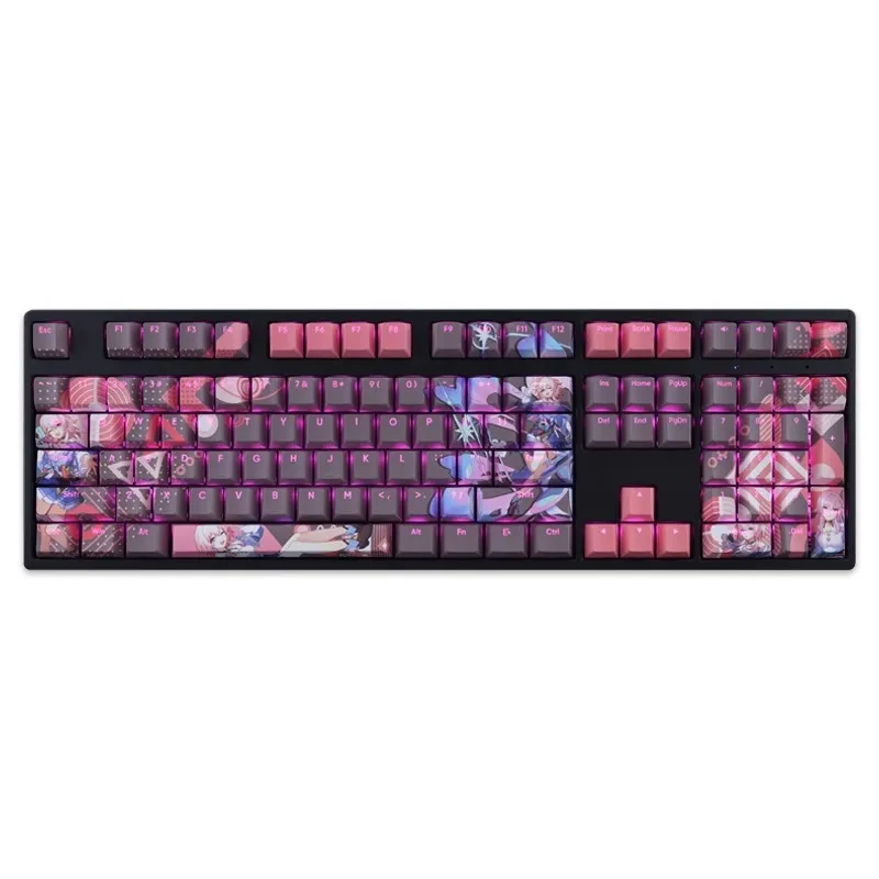Chaves Conjunto Honkai Star Rail 07 de Março Keycap Pbt Dye Subbed Backlit Keycaps Anime Gaming Key Caps para Ansi 61 87 104 108 108 - Imagem 5