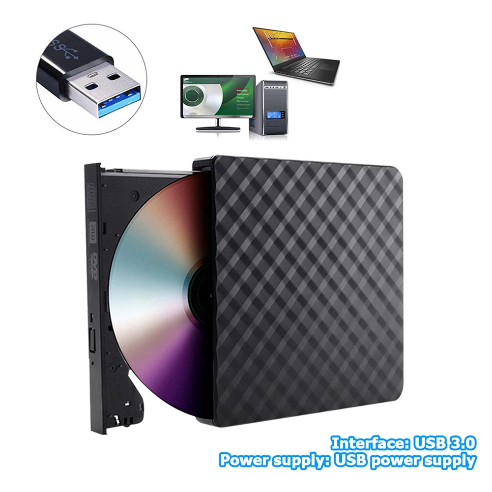 휴대용 노트북 광학 드라이브, 범용 USB 3.0, 외장 DVD 버너 CD/DVD ROM CD RW 플레이어, 녹음기 화이트