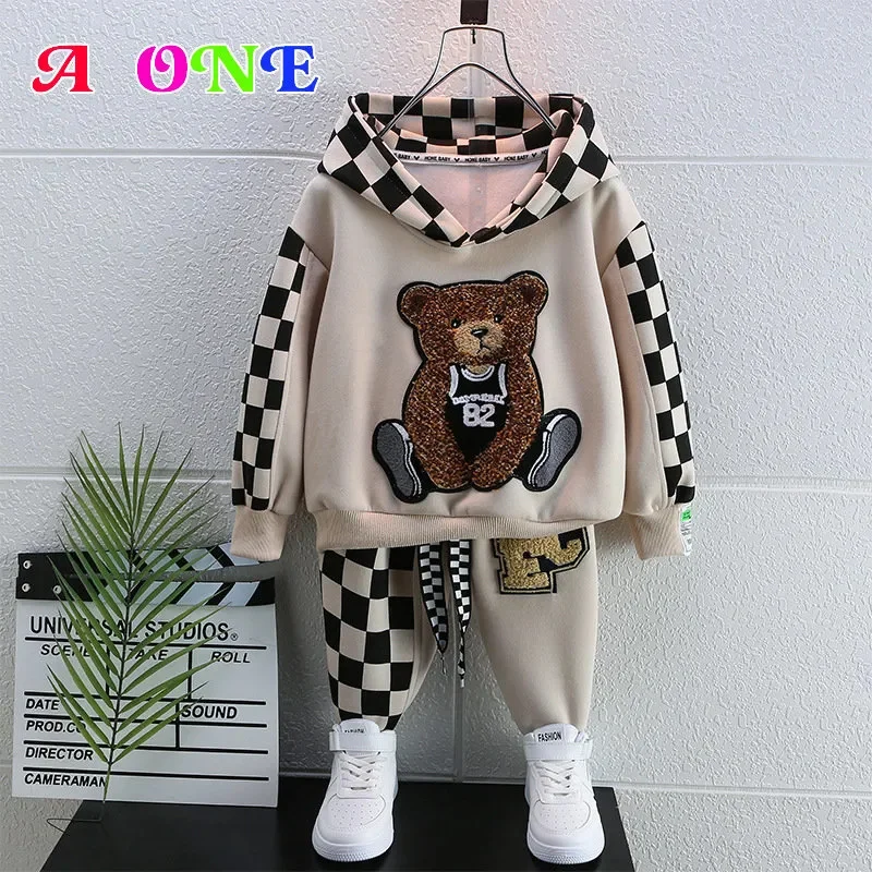 

set clothes for boys baby suit kids children clothing fashion Embroidery Bear sports sweater 2-12yrs