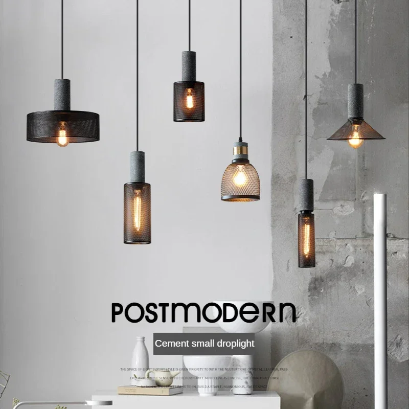 

Industrial Loft Cement Pendant Lights for Restaurant Aisle Wrought Iron Lampshade E27 Led Vintage Suspension Chandeliers Lights