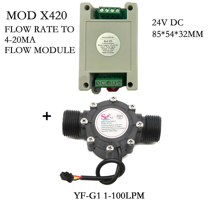 

Датчик потока Φ 1-100LPM вход до 4-20 мА выходной импульсный Singal к текущему выходному модулю Mod A1 Dijiang