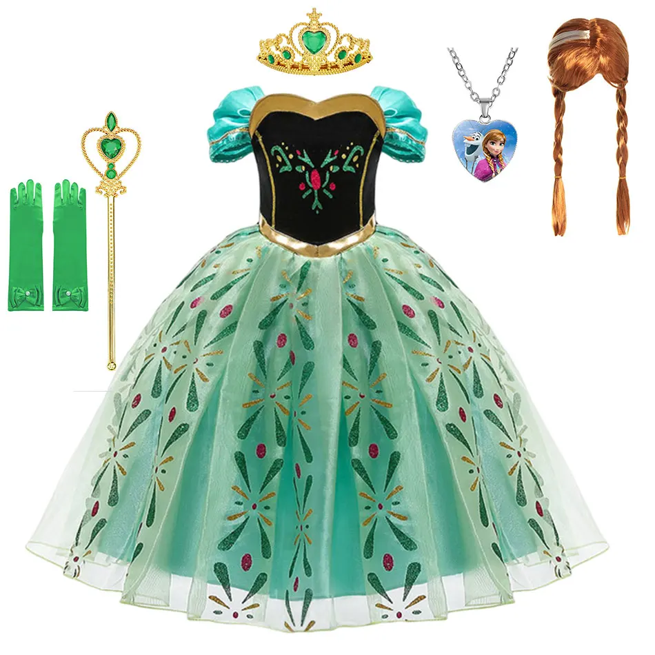 

Disney Little Girl Princess Dress Frozen Anna Costume Children holiday Party Performance Dresses Fantasy Ball Gowns Kids Clothes
