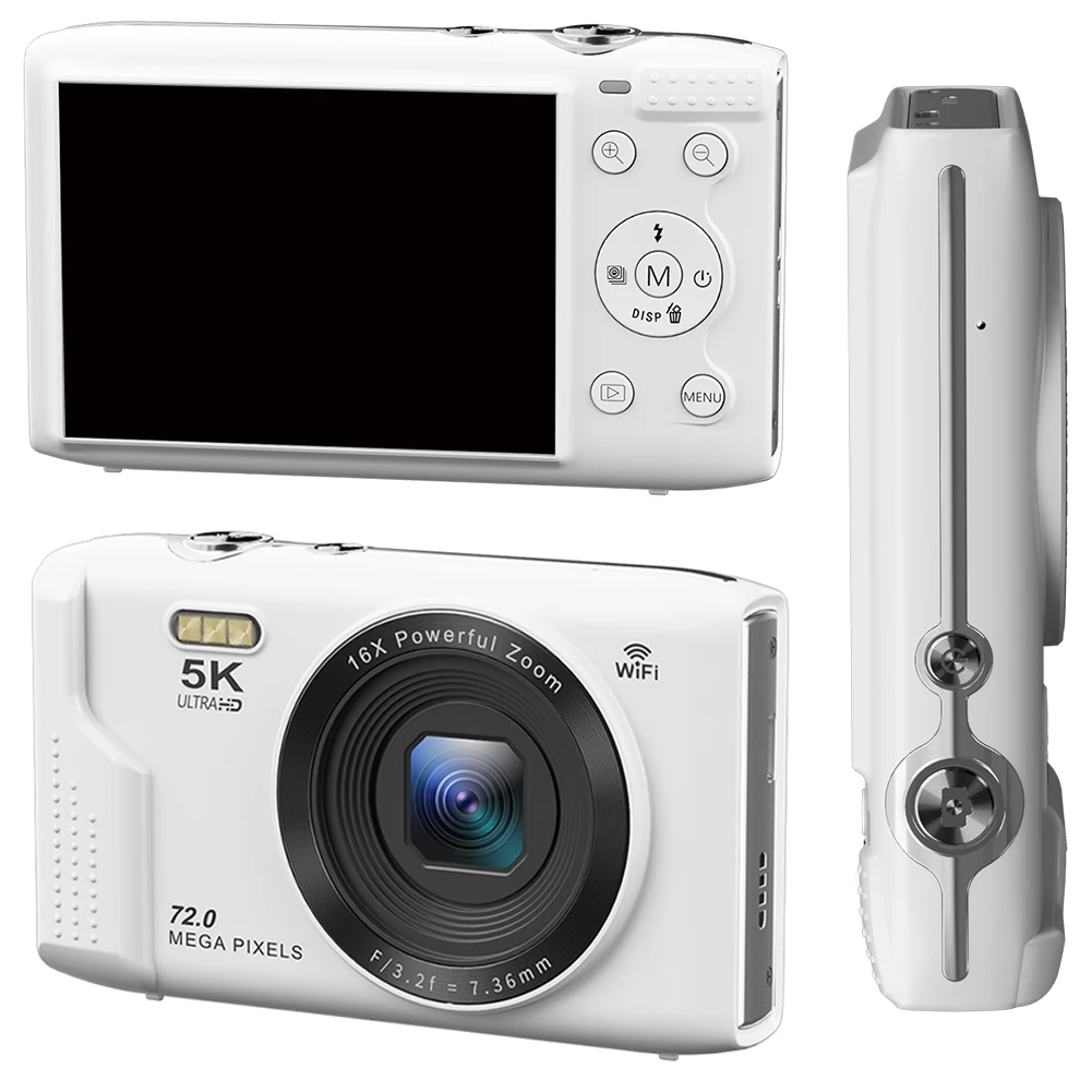 5K 휴대용 디지털 카메라 72MP 16배 줌 2.8인치 LCD 화면 브이로그 여행..