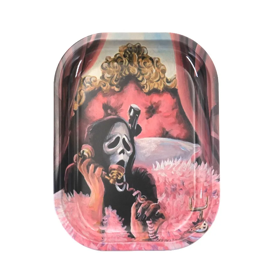 Dish Tin Storage Case Plate Small Roller Container 18*14cm Metal Tobacco Tinplate Rolling Tray Cigarette Smoking Accessories 5