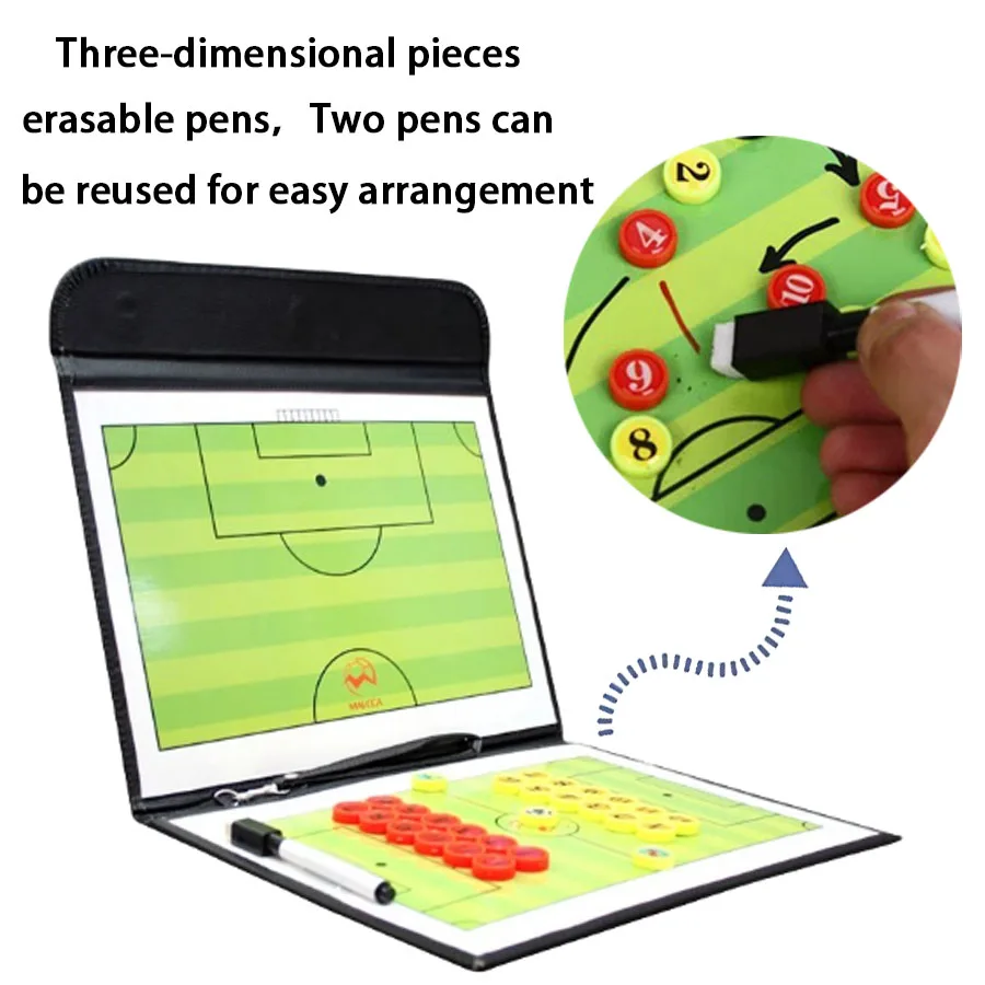 Portable Magnetic Soccer Coach Tactics Board Strategy Game Coaching Clipboard Kit with Dry Erase Marker and Magnets Universal soccer tactical board