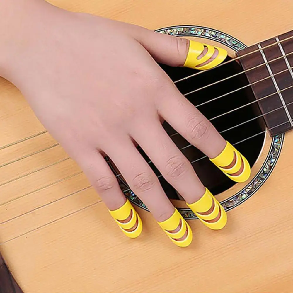 Picks Plastic Fingertip Protectors Guitar Ukulele Thumb Finger Nail Set Fingerguards Thumb Finger Nail Protect Cover 5Pcs