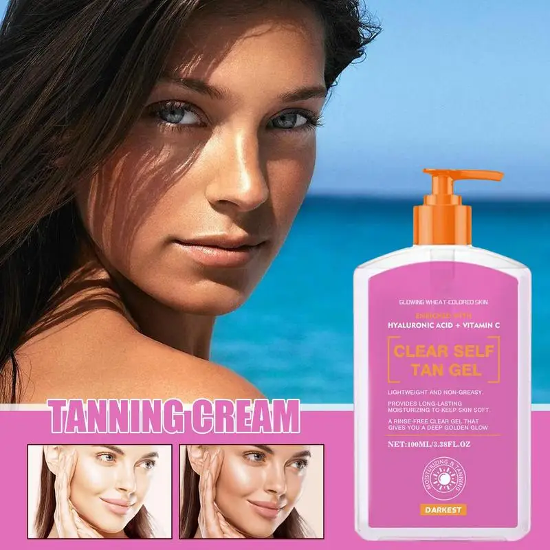 Intensive Tanning Gel 100ml Bronzing Tan Cream Non-Sticky Tanner Gel Moisturizing Skin Care For Sunbeds & Outdoor Sun