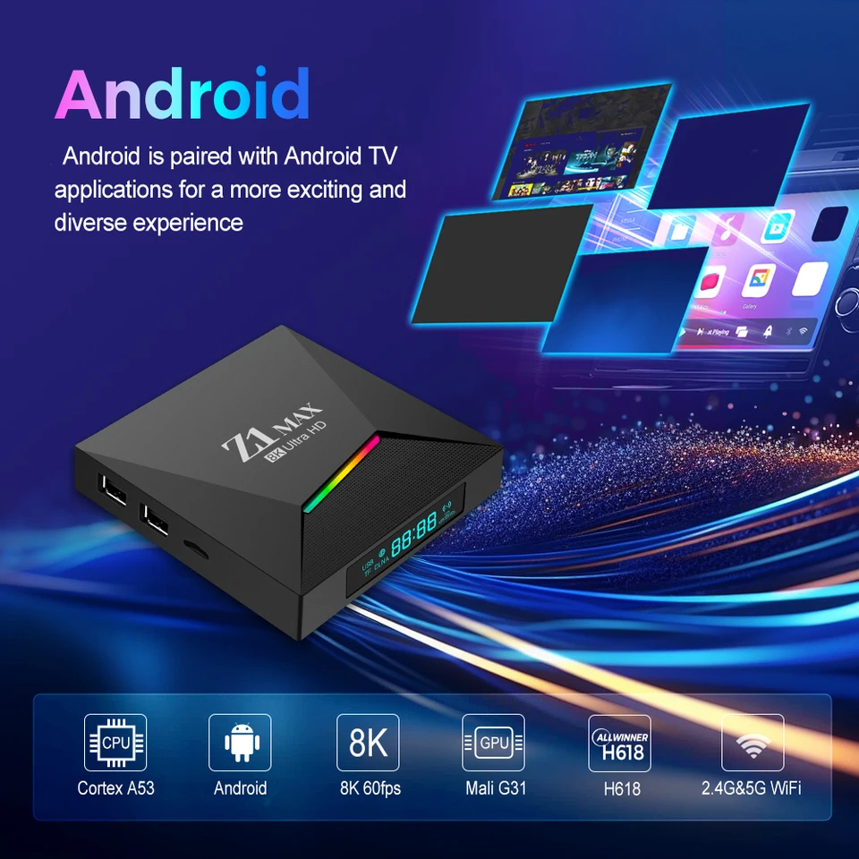 テレビ Full Android Ai Box Z1 Max TV Box Android 15 iptv Allwinner H618 Quad Core 4G 5G Dual