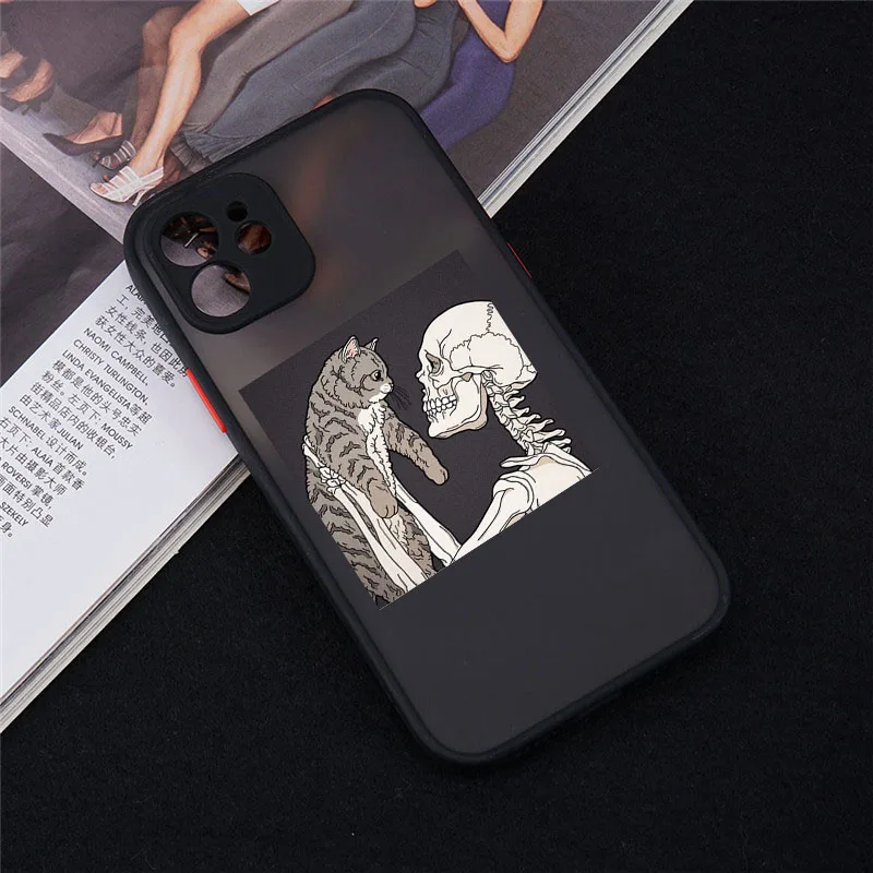 Black Skeleton Pattern Silicone Phone Case with Durable Back Cover