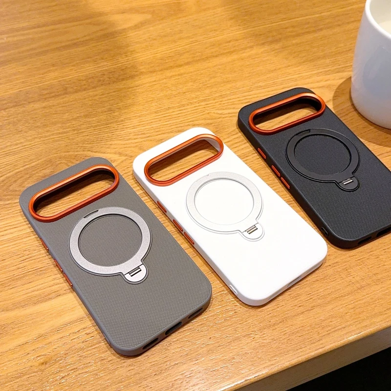 Rotating Kickstand Textured Magnetic Phone Case with Camera Protection and Comfortable Grip