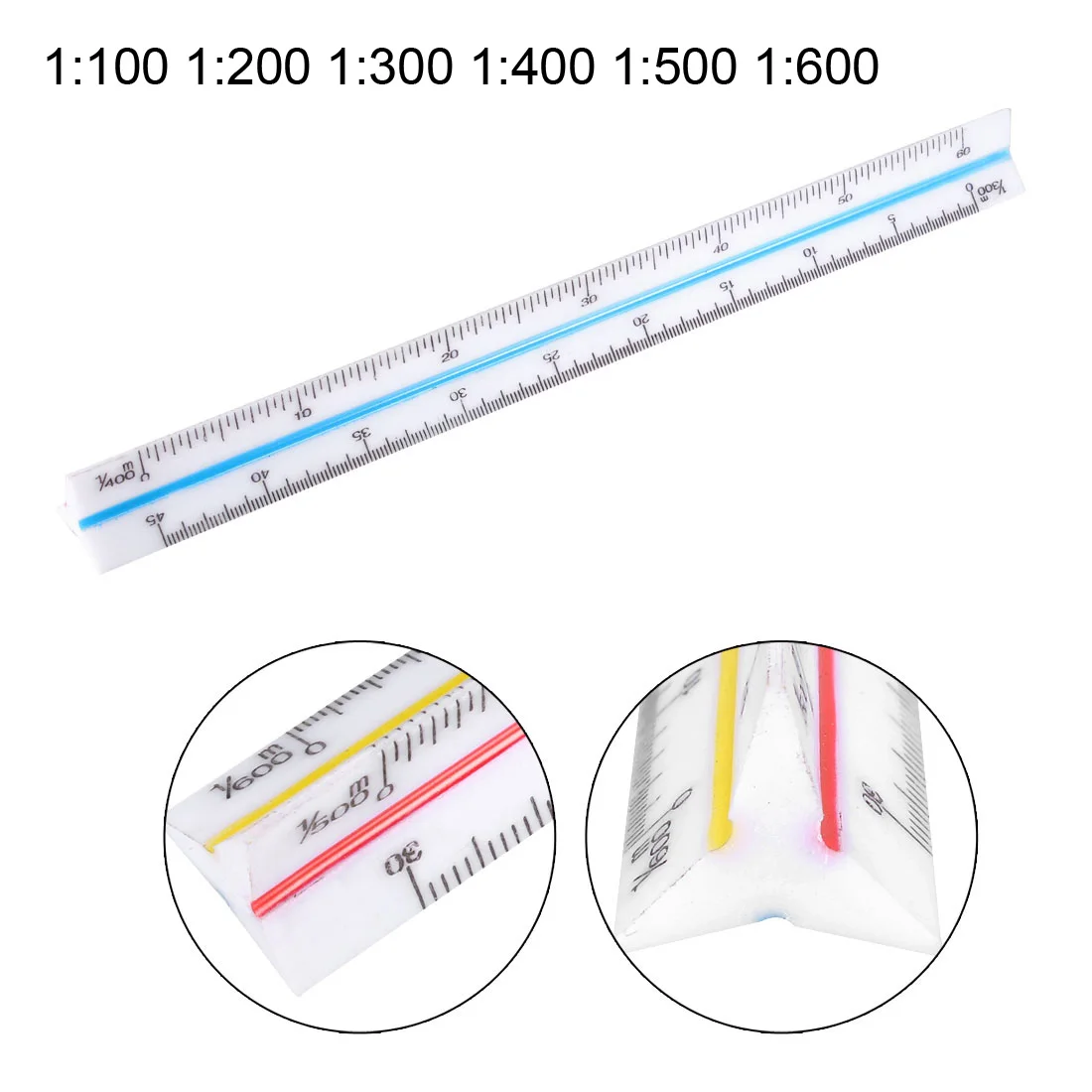 Triangular Scale Ruler 15cm Plastic Drafting Triangle Scale Architect Engineer Technical Ruler Stationery 1:100 - 1:600 30cm golden scale ruler engineers drafting triangular architect scale aluminum grooves