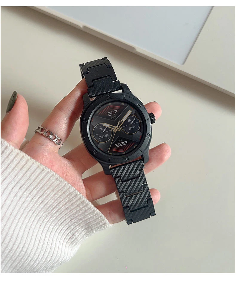 20 22mm Carbon Fiber Strap For Samsung Galaxy 4 5 6/Classic 46mm/Active 2 40mm/44mm Gear S3 Bracelet Huawei Watch GT/2e/3 Band