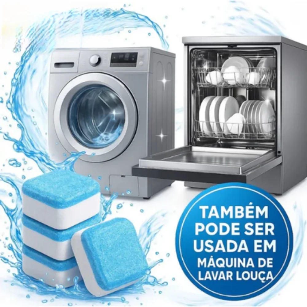 Pastilhas Efervescentes para Limpeza de Máquinas de Lavar Roupa Multifuncionais para Modelos Frontais