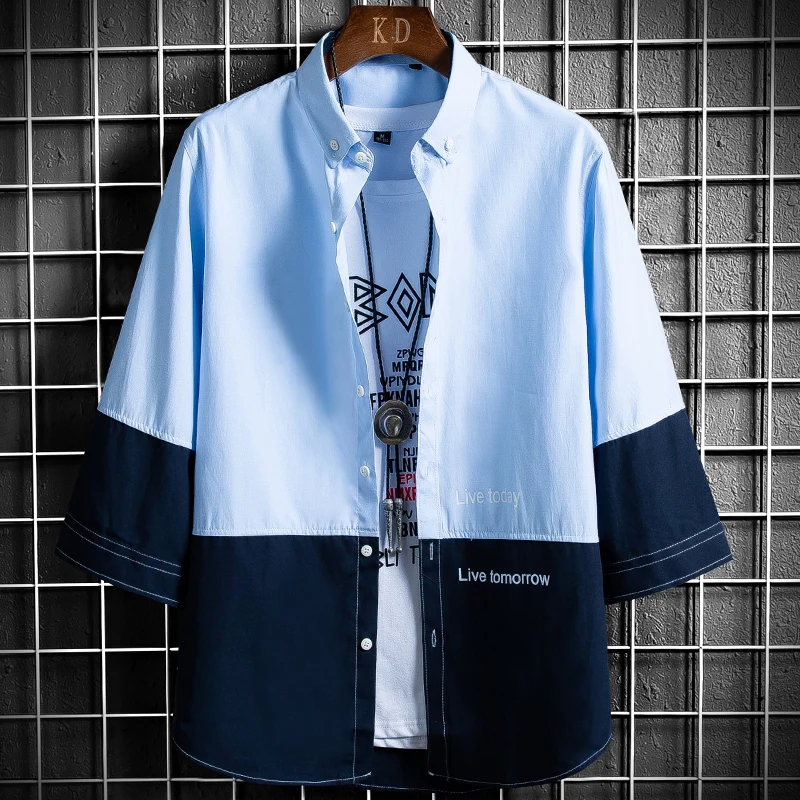 Classic Fashion Summer Men's Patchwork Shirts Short Sleeve Tee Shirts