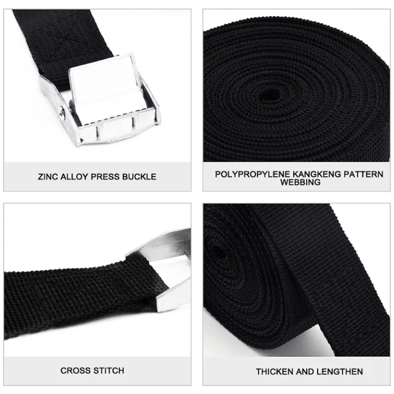 Durable Metal Buckle Nylon Cargo Strap - Black