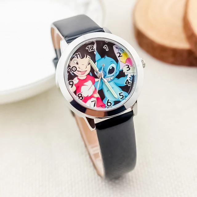 Cartoon Disney Stitch Children's Watches Girls Leather Strap Women