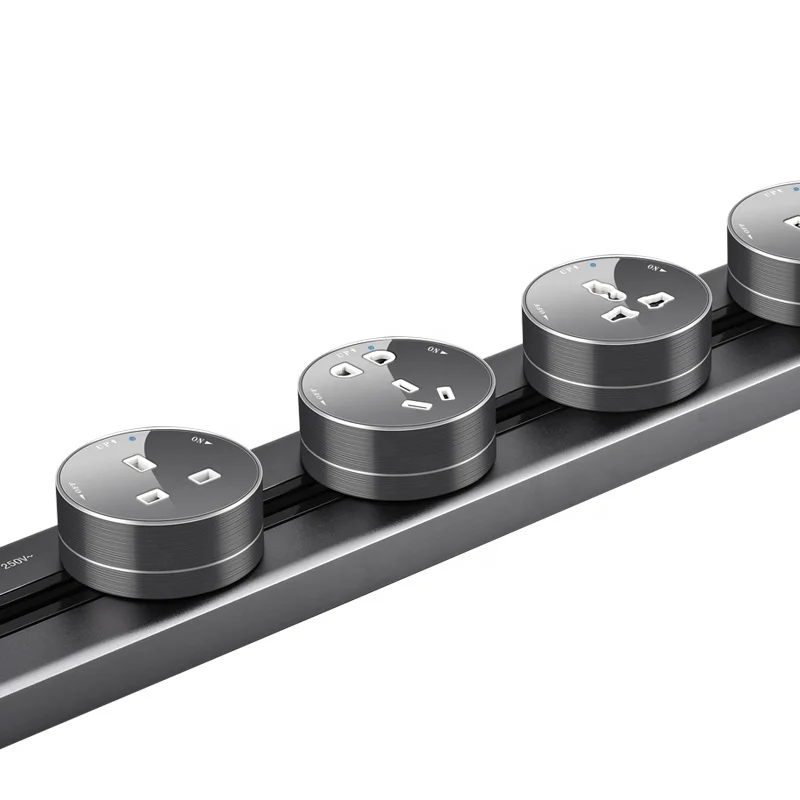 

New design High quality Adapter Socket Surge Protector Power Strip Track Rail Socket for office table home kitchen