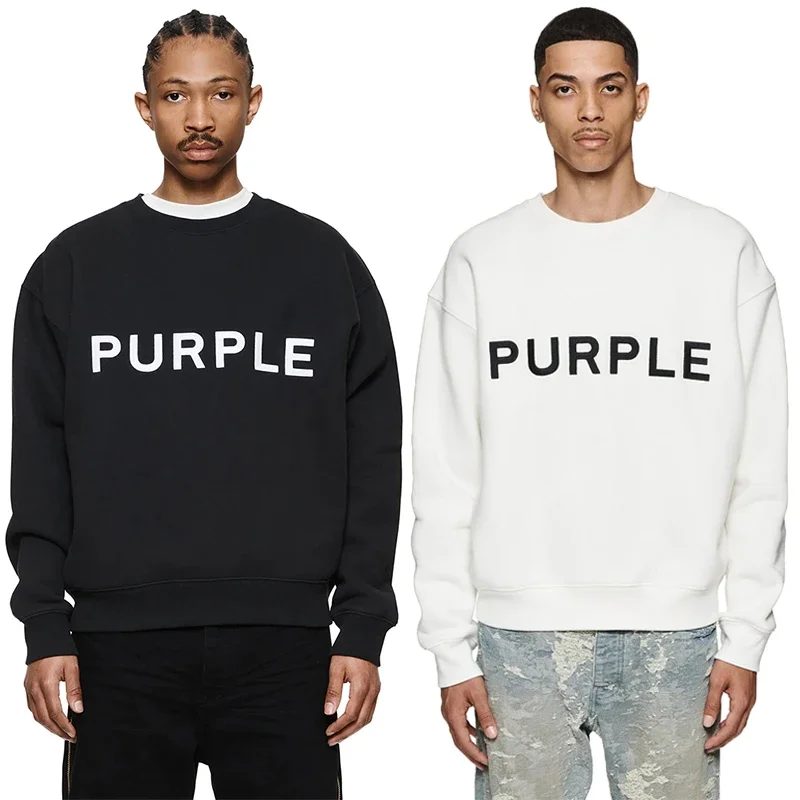 

Black White PURPLE Sweatshirts Men Women Top Quality Casual Simple Letter Printed Logo Classic Terry Loose Crewneck Pullover