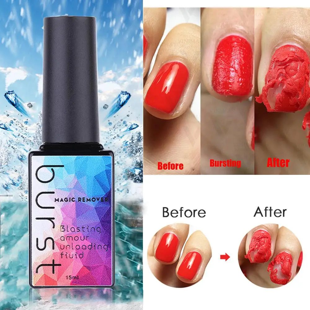 

15ml Nail Burst Gel Nail Polish Remover Healthy Fast Soak Off Gel Nail Polish UV 2min Quickly Clean Base Top Coat TSLM1