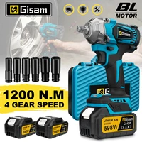 Gisam  1200N.M Brushless Electric Impact Wrench 1/2 inch Screwdriver Cordless Electric Wrench Power Tools for Makita 18V Battery 1