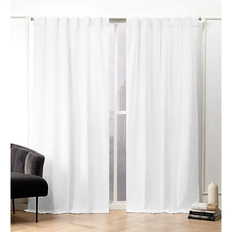 

Matelassé Hidden Tab Top Curtain Panel Pair, 50x84, White