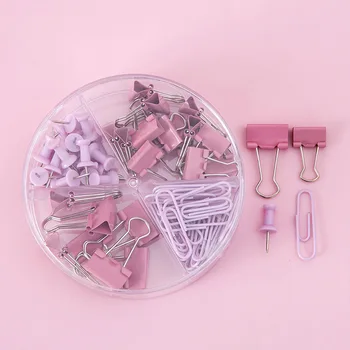 Cute Pink Binder Clips Set