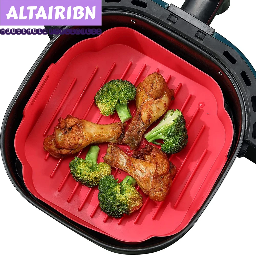 Air Fryer Silicone Liners Reusable Square 8.5 inch for 4 to 6 QT Environmental Silicone Material (FDA) Replacement Accessories
