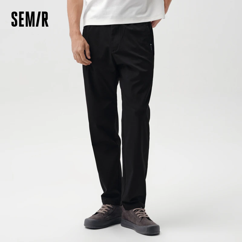 

Semir 2024 Casual Pants Men Spring Simple Solid Color Elastic Tapered Pants Basic Commuting Business Style Trousers