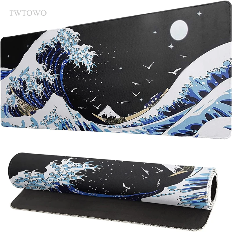 Non-slip Japão Ondas Mouse Pad Gamer xl Casa Personalizado Computador hd Mousepad Tapete de Teclado Mecânico Tapetes do Mouse do Escritório Xxl