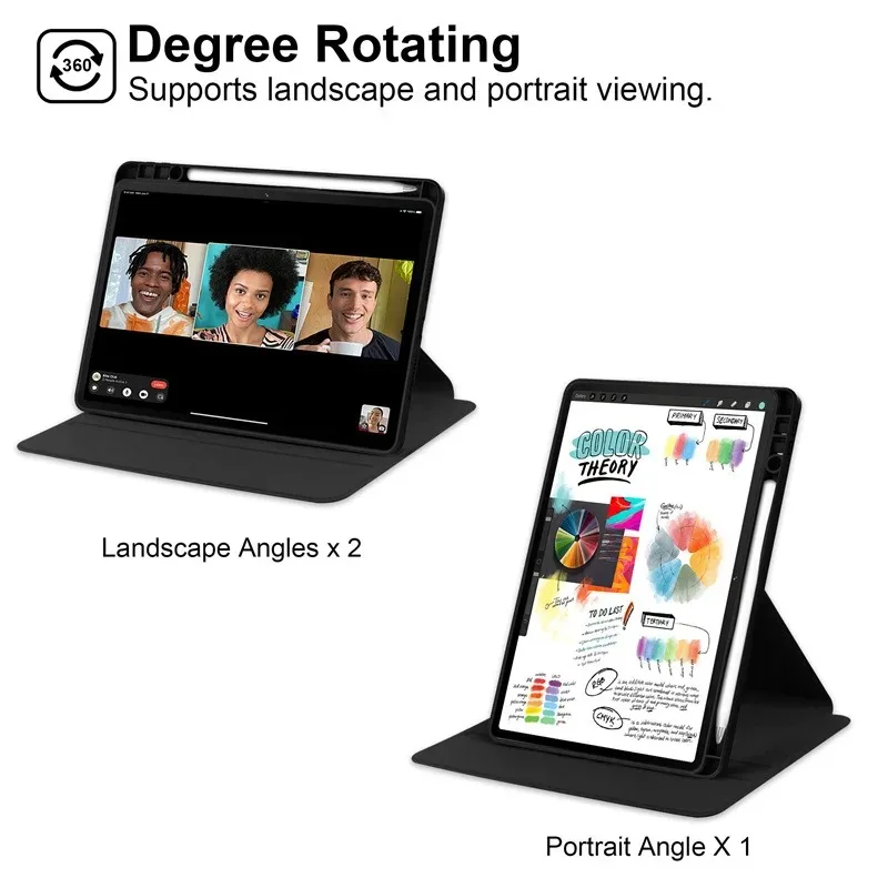 Rotating Acrylic Tablet Case with Pencil Slot