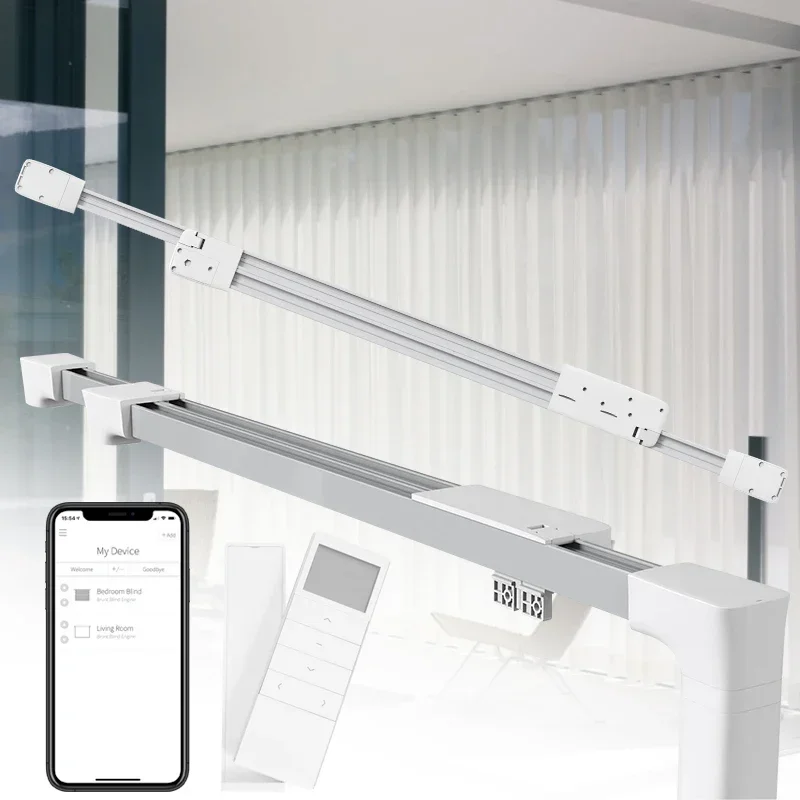 

TUYA Alexa Google home wifi available 1.7-3m motorized extendable curtain tracks with MP46 TUYA wifi motor
