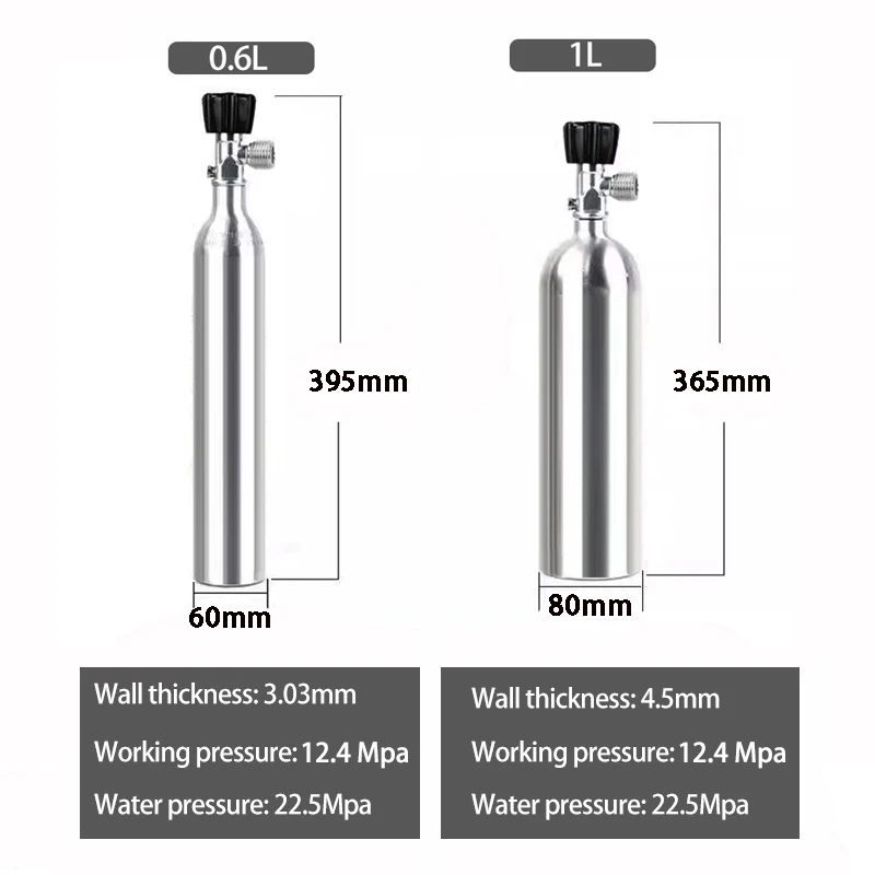 Fish tank CO2 cylinder CO2 explosion-proof oxygen filled cylinder Aquarium aluminum alloy high-pressure aluminum